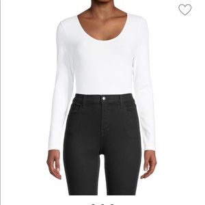 YUMMIE BY HEATHER THOMSON Long Sleeve White Bodysuit NEW WITH TAGS Size M/L